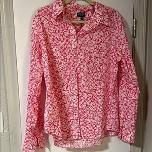 Chaps Vibrant Pink and White Floral Shirt